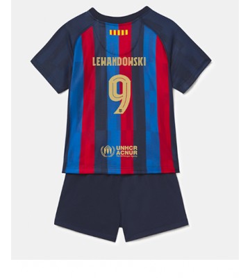 Barcelona Robert Lewandowski #9 Hjemmedraktsett Barn 2022-23 Kortermet (+ Korte bukser)